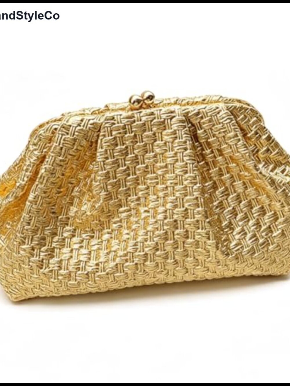 Woven Pattern Clutch Purse Ruched Evening Bag Chain Strap PU Leather